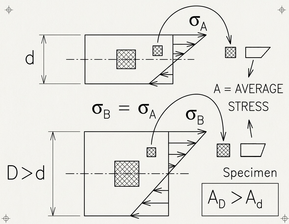 Stress Gradient in different size specimens